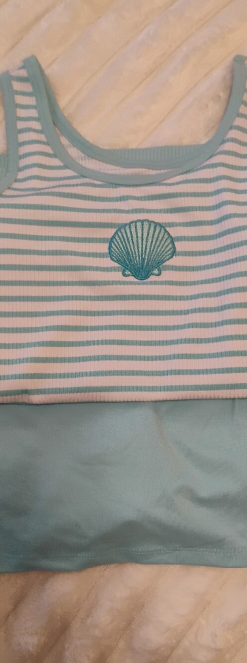 Justice Girls Mint Green and White Striped Tank & Skirt Set